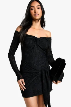 Robe mini enveloppante twist Bardot Tall Burnout