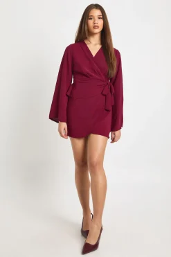 Robe mini à enveloppement avant martelé