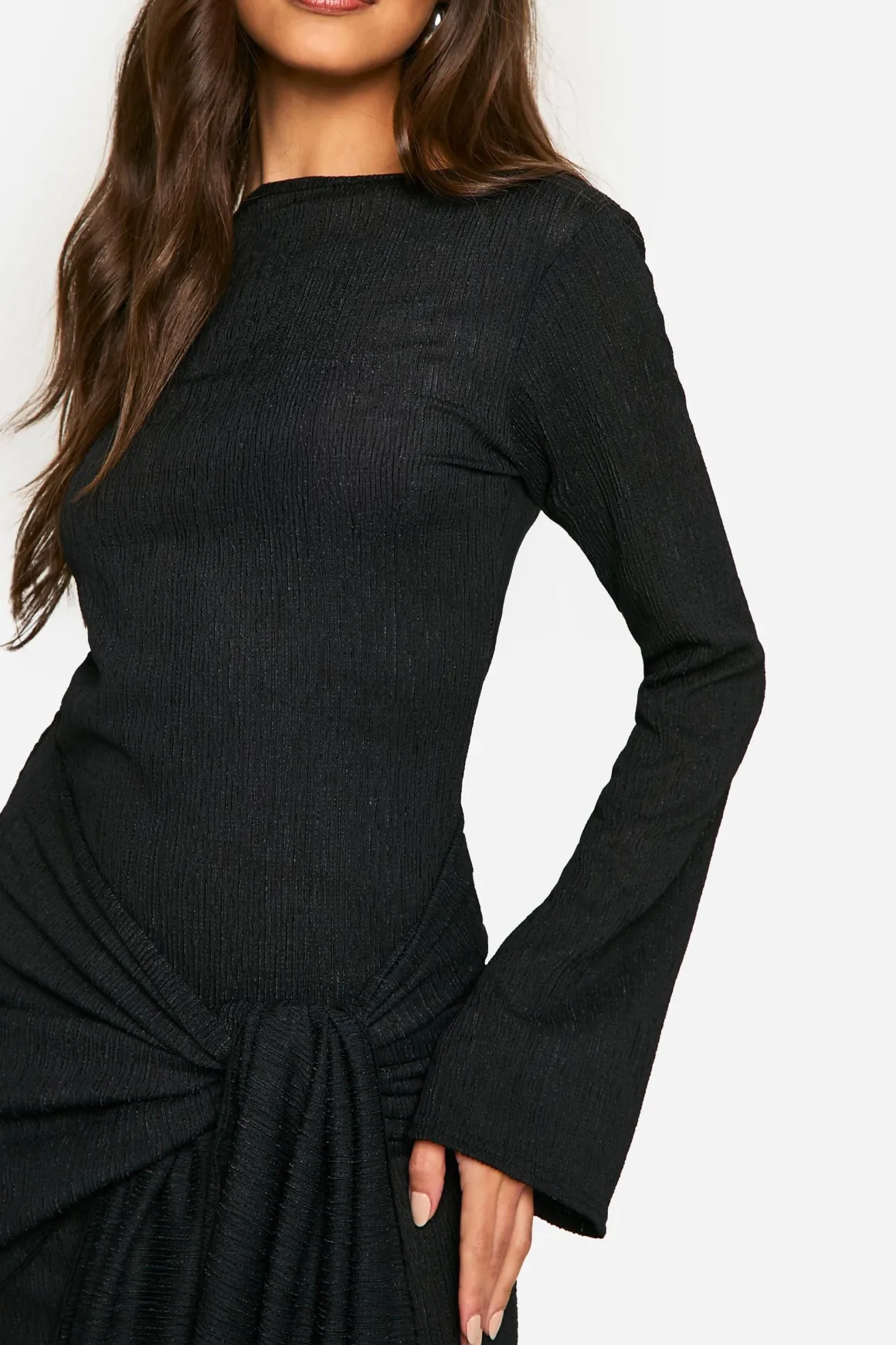 Robe Mini à Enveloppement Texturée avec Nœud Devant