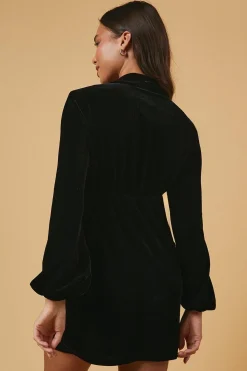 Oasis Robe Mini en Velours à Col Noué Petite Occasion<Femme Robes Moulantes|Robes À Manches Longues