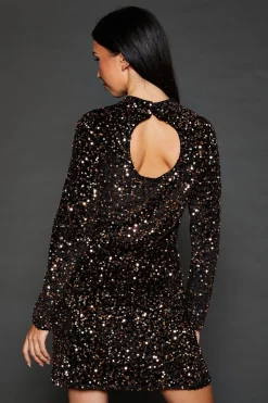 Dorothy Perkins Robe Mini en Velours à Paillettes<Femme Robes À Manches Longues|Robes