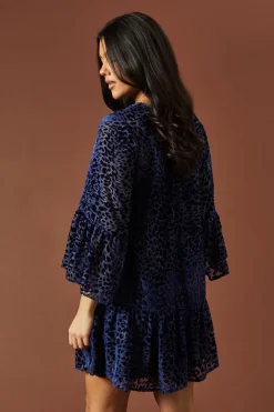 Robe Mini en Velours Imprimé Animalier