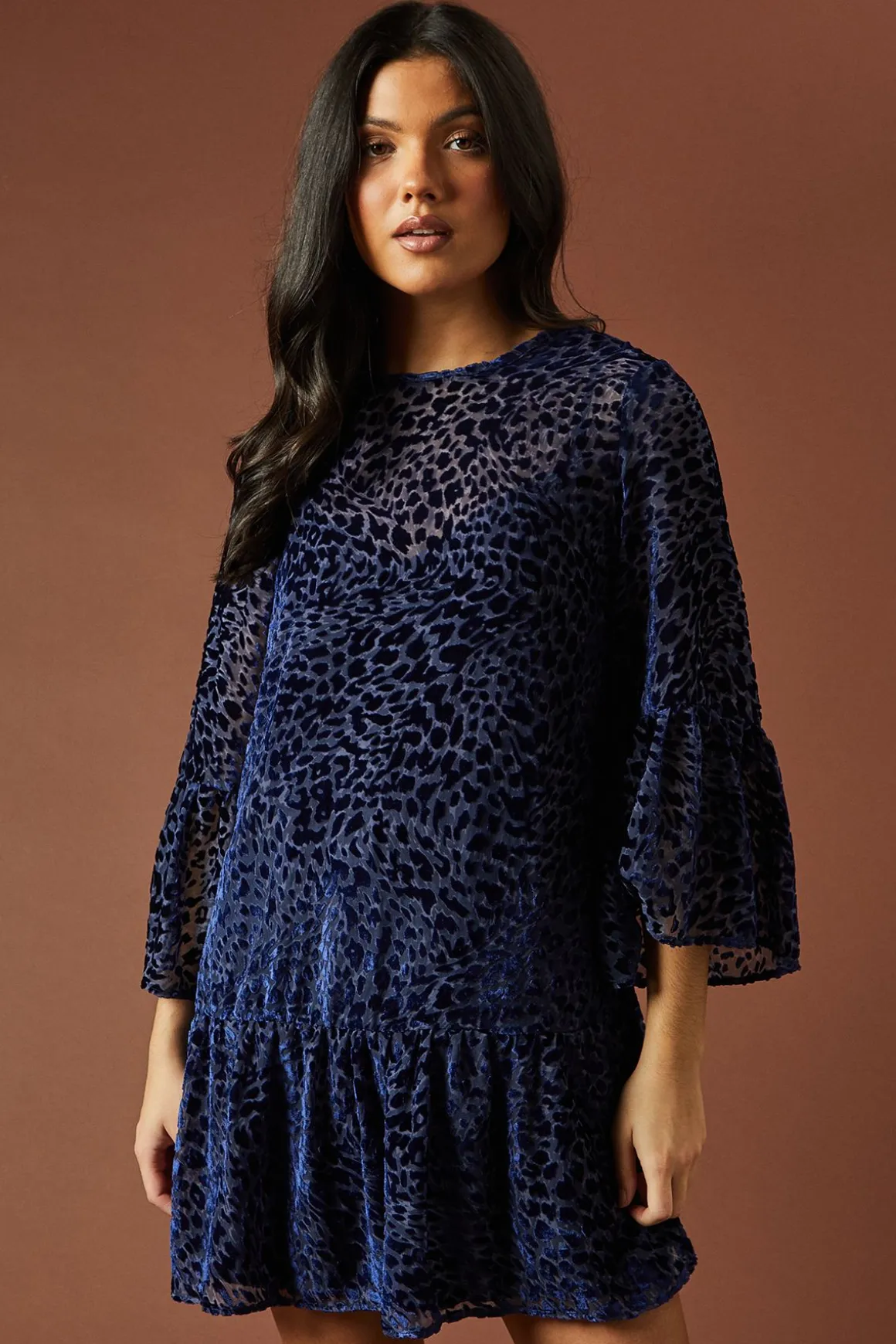 Robe Mini en Velours Imprimé Animalier
