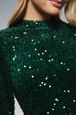 Robe Mini en Velours à Paillettes