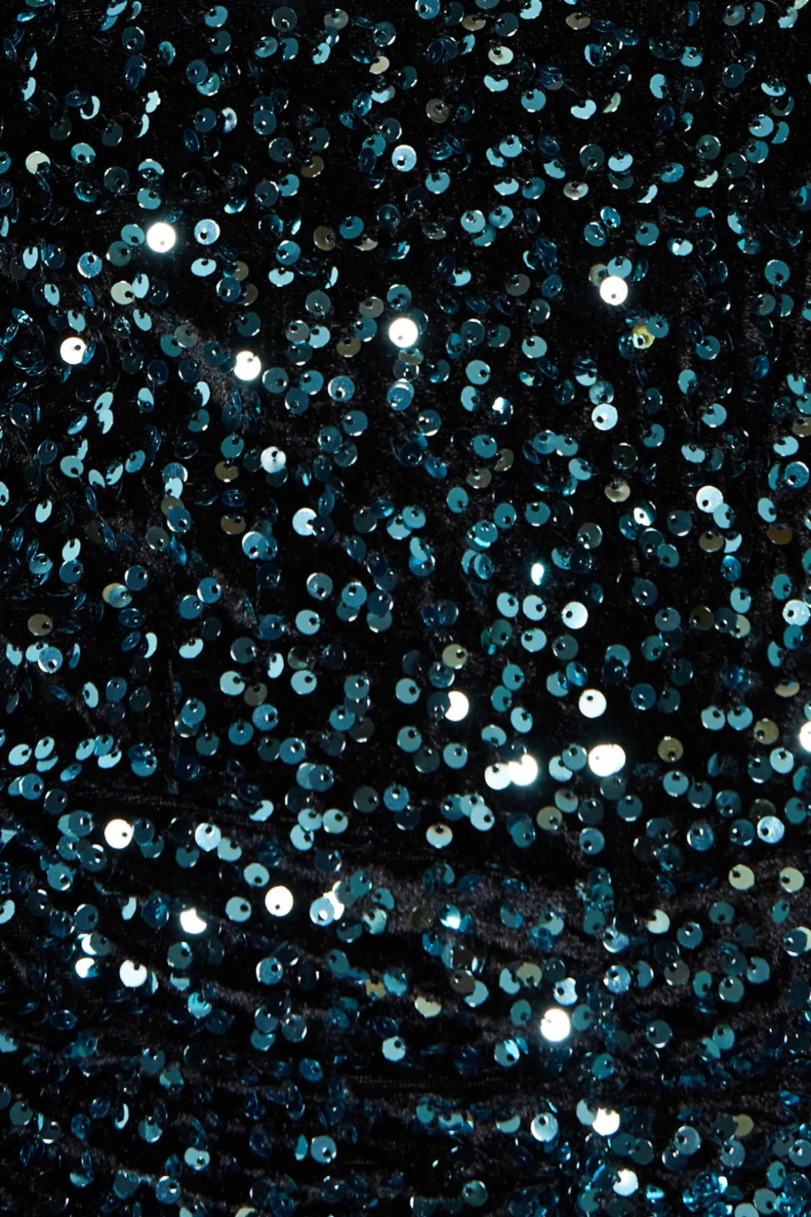 Robe Mini en Velours Sarcelle à Sequins et Fronces
