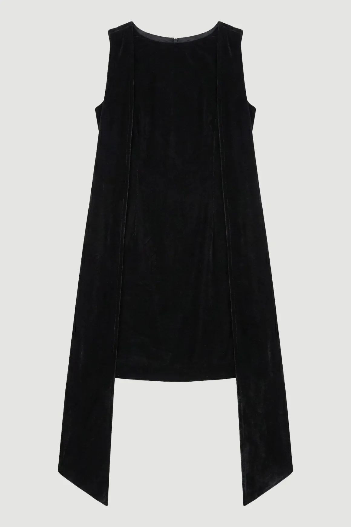 Robe Mini en Velours Tissé avec Liens dans le Dos