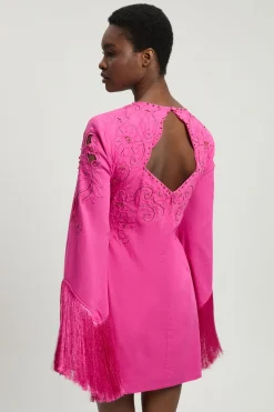 Robe Mini À Franges Et Perles