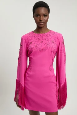 Robe Mini À Franges Et Perles