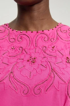 Robe Mini À Franges Et Perles