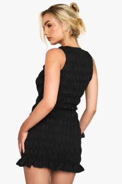 Robe mini froncée à encolure racer