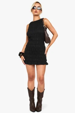 Robe mini froncée à encolure racer