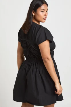 Robe Mini Froncée En Popeline De Coton Grande Taille