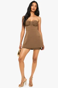 boohoo Robe Mini à Fronces et Coupe en A<Femme Robes De Soirée|Toutes Les Robes