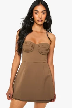 boohoo Robe Mini à Fronces et Coupe en A<Femme Robes De Soirée|Toutes Les Robes