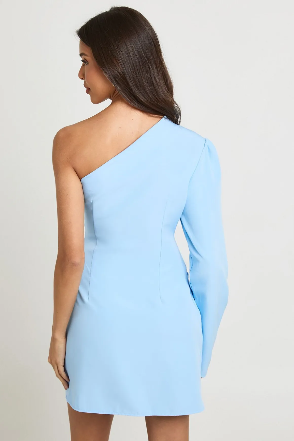 Robe Mini Froncée Tissée À Une Épaule