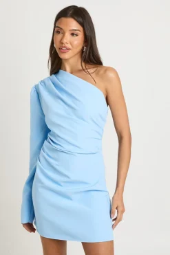 Robe Mini Froncée Tissée À Une Épaule