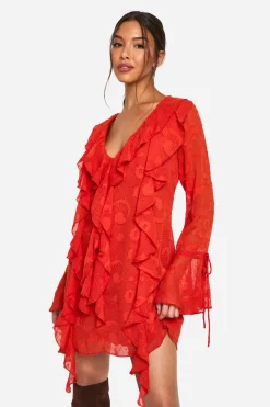 Robe Mini à Froufrous Paisley Burnout