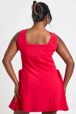 Robe Mini Grande Taille À Encolure Carrée Et Jupe Évasée