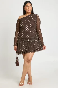 Robe Mini Grande Taille En Mesh Imprimé Zèbre Col Asymétrique