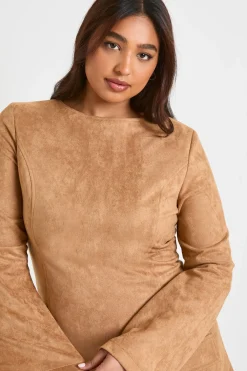 Robe mini grande taille en synthétique à manches évasées, coupe A-line