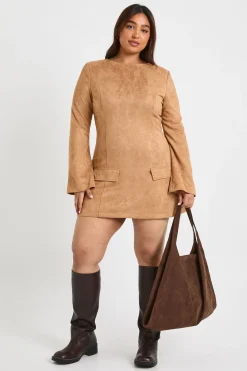 Robe mini grande taille en synthétique à manches évasées, coupe A-line