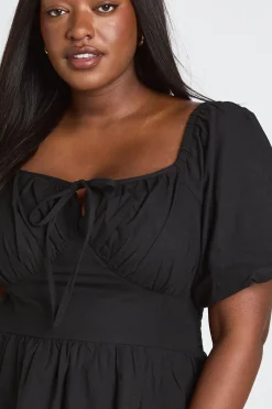 boohoo Robe Mini Grande Taille À Manches Bouffantes Effet Lin<Femme Robes Patineuses|Robes