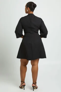 boohoo Robe Mini Grande Taille À Manches Ballon 3/4 Et Taille Cintrée<Femme Robes De Soirée|Toutes Les Robes