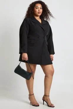 Robe Mini Grande Taille à Manches Ballon avec Détails de Coutures