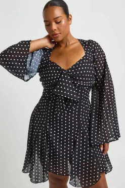 Robe Mini Grande Taille À Ourlet Godets Et Pois