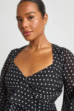 Robe Mini Grande Taille À Ourlet Godets Et Pois