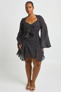 Robe Mini Grande Taille À Ourlet Godets Et Pois