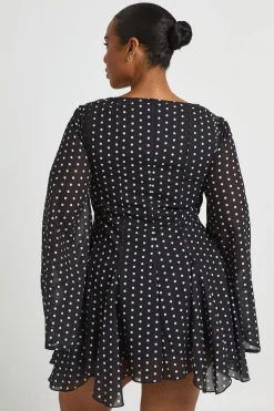 Robe Mini Grande Taille À Ourlet Godets Et Pois