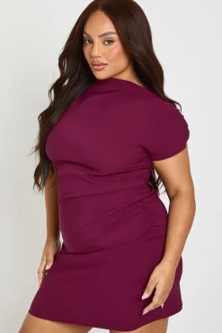 Robe Mini Grande Taille à Épaulettes