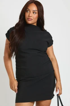 Robe Mini Grande Taille à Épaulettes