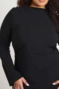Robe Mini Grande Taille À Taille Froncée Et Manches Évasées