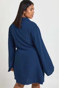 Robe Mini Grande Taille Tissée à Détail Drapé Portefeuille