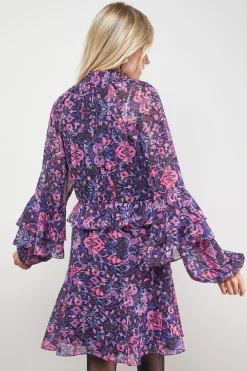 Oasis Robe Mini à Imprimé avec Manches Évasées et Détails Volantés<Femme Robes Bohème|Robes À Manches Longues