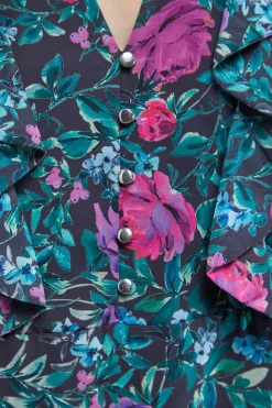 Robe Mini Imprimée Boho à Volants Boutonnée