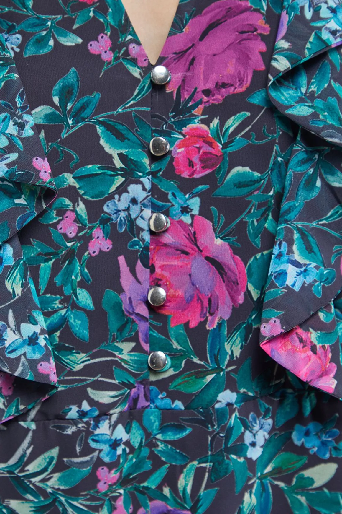 Robe Mini Imprimée Boho à Volants Boutonnée
