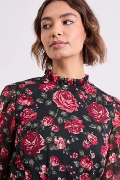 Dorothy Perkins Robe Mini Imprimée à Col Volant et Jupe Étagée e<Femme Toutes Les Robes|Robes À Manches Longues
