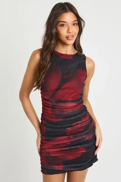 boohoo Robe Mini Imprimée Froncée<Femme Robes Moulantes|Robes