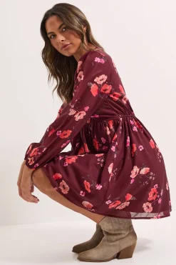 Dorothy Perkins Robe Mini Imprimée à Manches Bouffantes et Couture Empire e<Femme Toutes Les Robes|Robes À Manches Longues