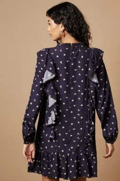 Oasis Robe Mini à Imprimé Fleuri avec Dentelle et Volants<Femme Satin Et Dentelle|Robes À Manches Longues