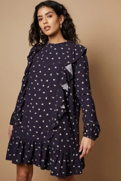 Oasis Robe Mini à Imprimé Fleuri avec Dentelle et Volants<Femme Satin Et Dentelle|Robes À Manches Longues