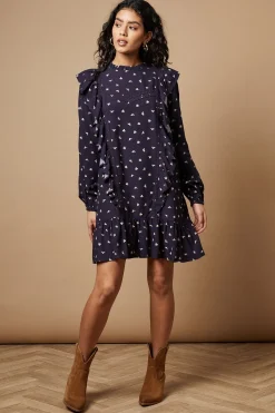 Oasis Robe Mini à Imprimé Fleuri avec Dentelle et Volants<Femme Satin Et Dentelle|Robes À Manches Longues