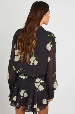 boohoo Robe mini à imprimé floral avec fronces à l'avant<Femme Robes À Manches Longues|Robes