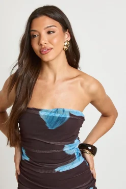 boohoo Robe Mini À Imprimé Floral Tonal Et Bustier Froncé<Femme Robes Moulantes|Robes