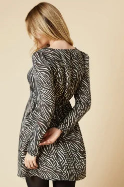 Robe Mini à Imprimé Zèbre avec Dentelle Devant