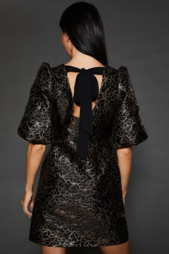 Robe Mini Jacquard Dorée Dp Luxe