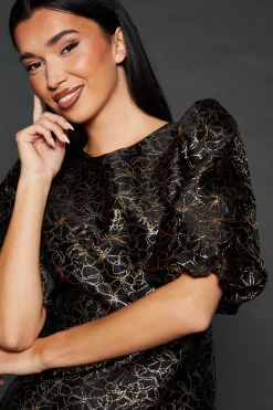 Robe Mini Jacquard Dorée Dp Luxe